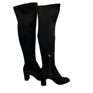 NINE West black faux suede over the knee high heel boots Sz 8.5